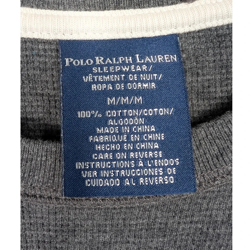 Polo Ralph Lauren Sleepwear Men M Gray Waffle Knit Thermal Long Sleeve Shirt